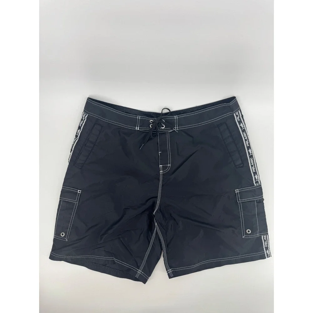 Pelagic Black Fin Shorts Mens 40 Black Board Shorts Fishing Cargo Style 201